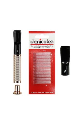 Denicotea 25004 Karbon Filtreli 6-9Mm Lüks Slim Sig.Ağızlığı Gold