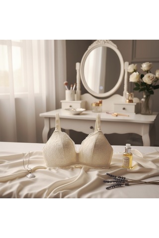 Bonbon Kadın Dantelli Ekru Renk Emzirme Sütyeni Bb2736