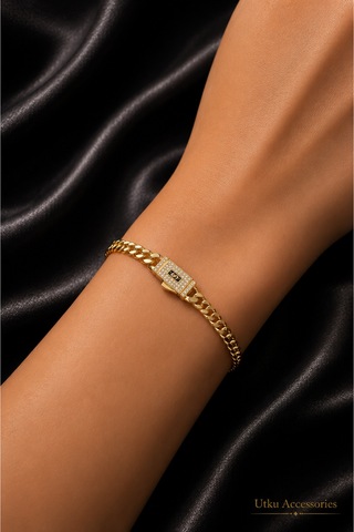 Cmjewelry Gurmet Gold Çelik Bileklik Altın