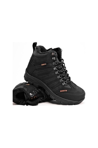 Dakırs 116-24 Deri Outdoor Kürklü Fermuarlı Erkek Bot Siyah