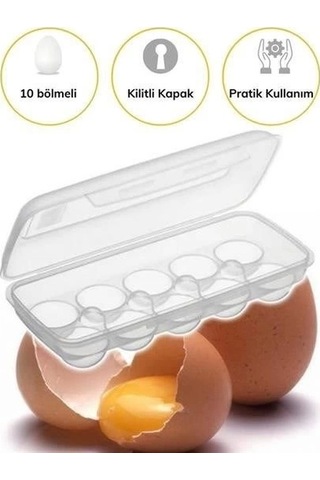 10 Bölmeli Kilitli Kapaklı Yumurtalık Saklama Kutusu Yu110 Çok Renkli