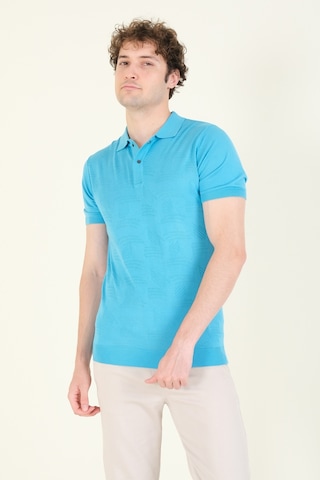 Giyim Dünyası Erkek Çıtçıtlı Desenli Polo Yaka Merserize T-shirt Mavi 001
