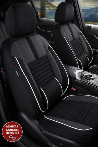 Renault Megane 1 Phantom Siyah Beyaz Tay Tüyü Oto Koltuk Kılıfı Tam Set -ortopedik-kolay Montaj-terletmez 1996-2003