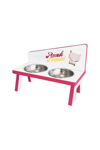 LİVA AHŞAP Kedi Ve Köpek Mama Ve Su Kabı - 2'li Çelik