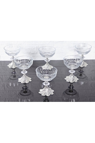 Paşabahçe Serisi Echo Kase & Magnolıa Kase & Dondurmalık & Şekerlik Semerkand Gümüş Döküm Ayaklı Naturel