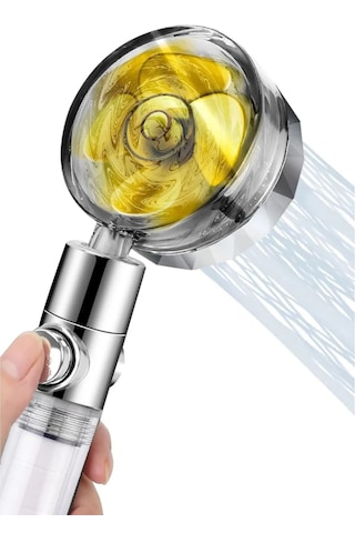 Duş Başlığı Pervaneli Filtreli Su Tasarruflu Duş Başlıgı Turbo El Gri