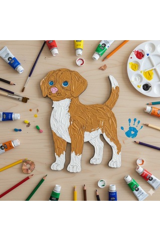 Boyanabilir Ahşap Köpek Figürü 15x12 Cm 10 Adet