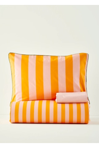 Bella Maison %100 Pamuk Line Tek Kişilik Nevresim Takımı Turuncu 160 x 220 CM