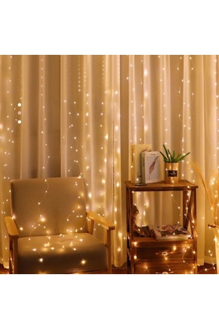 Buffer Uzaktan Kumandalı Led Perdeye Takılabilen Kancalı Işık Usb 3x3 Metre Peri Perde Led Gün Işığı