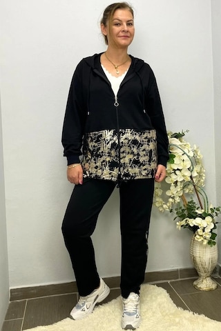 Mia Butik Kadın Siyah Varak Baskı Tasarımlı Takım Siyah