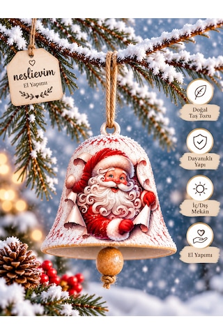 4 Tane Özel Seri El Yapımı Noel Çanları 7 CM