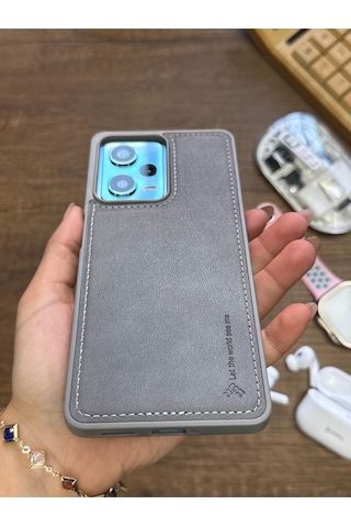 Samsung Galaxy Note 20 Ultra Uyumlu Premium Deri Dokulu Darbelere Dayanıklı Nazal Silikon Kılıf Gri