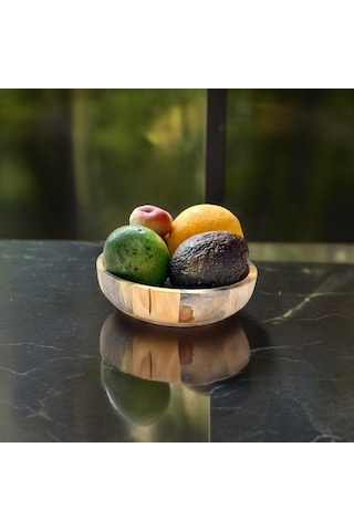 El Yapımı Dişbudaak Ağacı Ahşap Kase & Sunum Tabağı