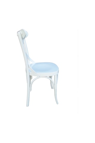 Sandalye St Çapraz Model Kayın Retro Ayak Babyface Kumaş Döşeme Parlak Beyaz