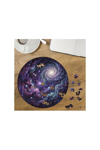 Star Swirl Mandala Tasarımlı Özel Kesim Yuvarlak 272 Parça Ahşap Puzzle Mpda516