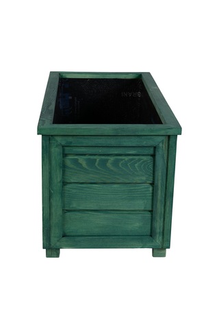 Kaf Ahşap Dekoratif Ahşap Saksı - Uzun / Zümrüt Yeşili