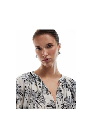 Koton Floral Desenli Viskon Bağlamalı Yuvarlak Yaka Uzun Kollu Bluz Beyaz Desenli 5sak60055ew Beyaz Desenli