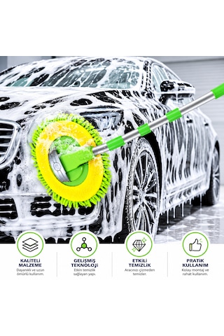 Mikrofiber Araba Yıkama Fırçası, Çiziksiz Temizleme, Uzun Saplı Temizlik, Araba Karavan, Kamyon, Suv Rv Ev İçin