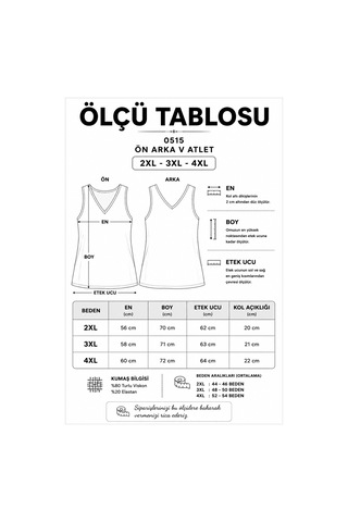 Gülmina Moda Kadın Büyük Beden Ön Arka V Biyeli Atlet - Siyah