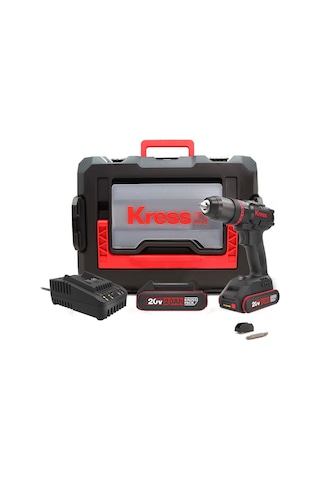 Kress KUC30.1 20V/2.0AH Li-ion 60NM Çift Akülü Profesyonel Şarjlı Darbeli Matkap