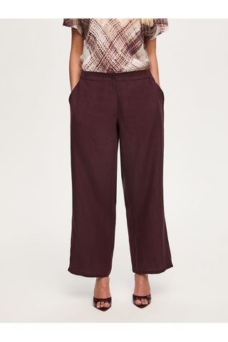 Faik Sönmez Arka Beli Lastikli Wide Leg Fit %100 Keten Pantolon S26pnt013 Us26pnt013203 Koyu Mürdüm