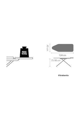 Brabantia 124x45cm C Buhar Kazanı Standlı Tıtan Oval Desenli Ütü Masası - Ssuh