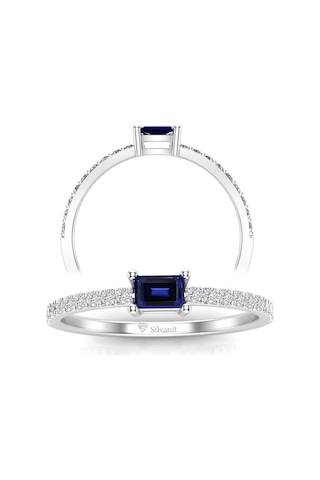 0,35 Karat Pırlantalı Safir Yüzük