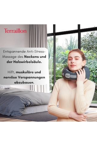 Terraıllon - Boyun Masajı, Boyun Ve Boğaz Masajı Yastığı, Shiatsu Masajı, 3 Masaj Hızı, 2 Dönüş Yönü, İsteğe Bağlı Isıtma, Ayarlanabilir Kayış, Usb-c
