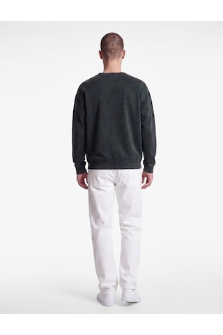 Koton Uzun Kollu Üç İplik Yıkamalı Rahat Kalıp Pamuklu Bisiklet Yaka Sweatshirt Antrasit 7wam70154mk
