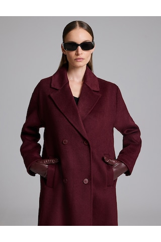 Pierre Cardin Bordo Yün Karışımlı Kaşe Kaban 50329239-vr014