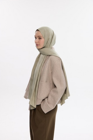 Mirsoy Scarf İpeksi Jakar Şal V Desen Yeşil