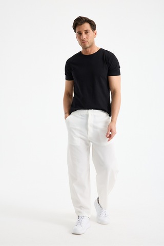 Eseclass Pilili Baggy Jogger Erkek Pantolon Beyaz Beyaz