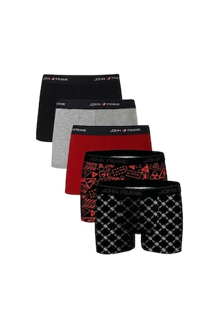 John Frank Logolu Pamuklu 5'li Paket Boxer Erkek Boxer Jfbs5 Lacivert-gri-kırmızı-sturuncu-sbeyaz