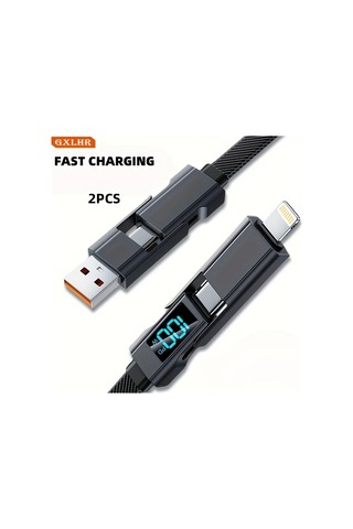 Honeybeeshop 2 Adet 100 Cm 100w Usb A Type C Lightning 4ü 1 Arada Hızlı Şarj Kablosu İphone Uyumlu Samsung Xiaomi İçin