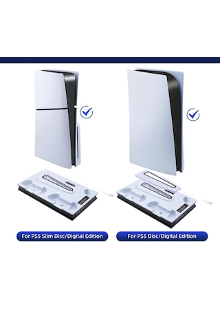 Ps5 Slim Fonksiyonel Fanlı Şarj Standı Led Göstergeli Yh60