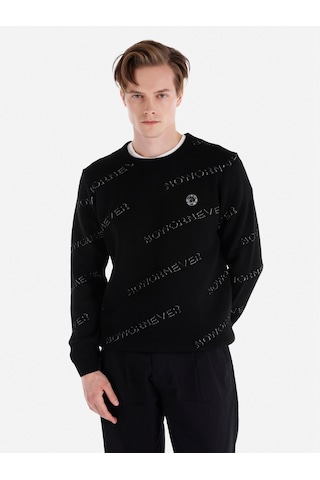 Colins Regular Fit Bisiklet Yaka Baskılı Siyah Erkek Kazak Cl1066270 Siyah