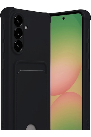 Samsung Samsung Uyumlu Galaxy A56 Kılıf Kelvin Kartvizitli Silikon - Siyah