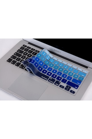 Apple Uyumlu MacBook Air Pro Klavye Koruyucu Us To Tr Ombre Eski Usb Li Model 2008/2017 Yılı İle Uyumlu Lacivert Mavi