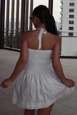 Madmext Beyaz Boyundan Bağlamalı Mini Elbise Mg2353 Beyaz
