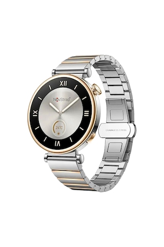 Novstrap Huawei Watch Gt4 41mm Gt5 41mm Gt5 Pro 42mm İle Uyumlu Kordon 18mm One Click Çelik Metal