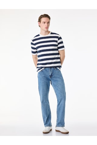Koton Pamuklu Normal Bel Straight Fit Jean Pantolon - Mark Jean Açık İndigo 6sam40295nd