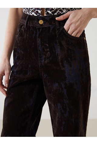 Lcw Jeans Kahverengi Straight Fit Batik Desenli Kadın Jean Pantolon