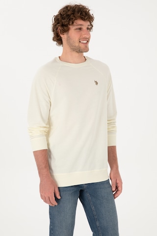 U.S. Polo Assn. Erkek Regular Fit Bisiklet Yaka Krem İnce Basic Sweatshirt 50313752-VR256