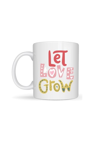 Let Love Grow Tasarımlı Porselen Kupa Model 37 Sevgi Temalı Özel Hediye Kupası