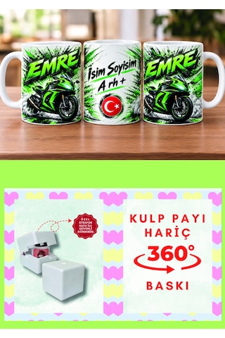 Racing Motosiklet Temalı Özel Tasarımlı Porselen Kupa Bardak çok renkli