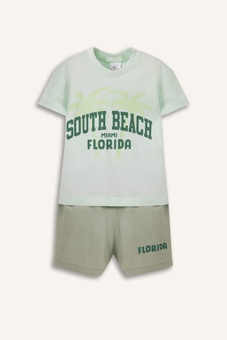 DeFacto Erkek Bebek 2'li Takım Baskılı Kısa Kollu Tişört Beli Lastikli Şort E2801A525SMTR345