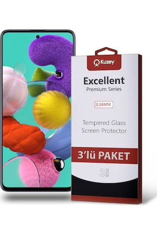 Samsung Galaxy A51 ile Uyumlu Kırılmaz Temperli Ekran Koruyucu Cam Ekonomik 3'lü Paket