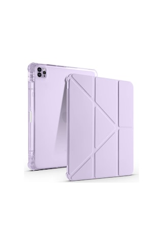 Apple Uyumlu iPad, Air 11 2024 Kılıf Tri Folding Kalem Bölmeli Standlı Kılıf Tablet Kılıfı