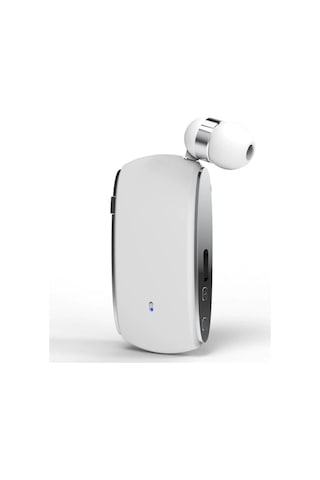 K68 Kart İş Yaka Klips Tipi Tek Kulak Bluetooth Kulaklık Beyaz
