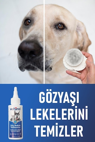 Veturel Kedi Göz Temizleme Solüsyonu Köpek Alerji Enfeksiyon Bakımı Göz Damlası 100 ML
